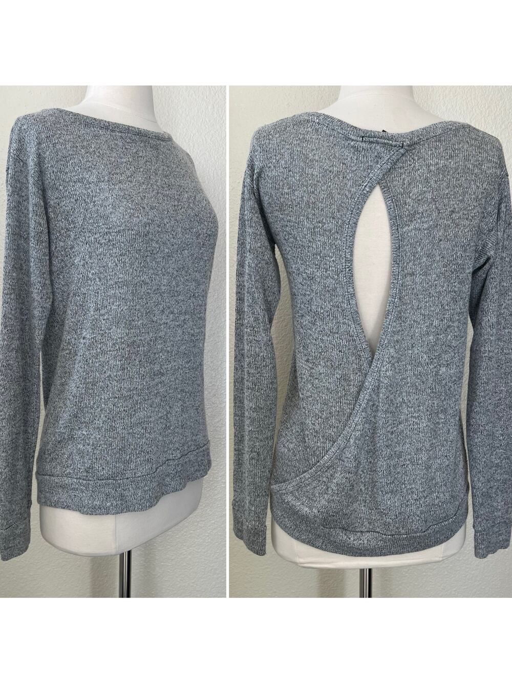 The Refinery keyhole wrap back sweater knit top heather gray